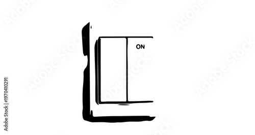 A minimalist vector graphic of a light switch in the on position