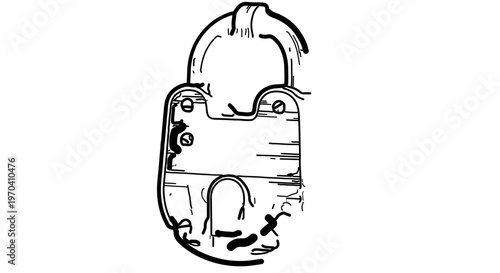 A minimalist vector illustration of a padlock in a simple line art style