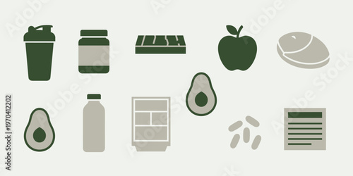 Minimalist Healthy Lifestyle Elements with Food Supplements and Fitness Gear