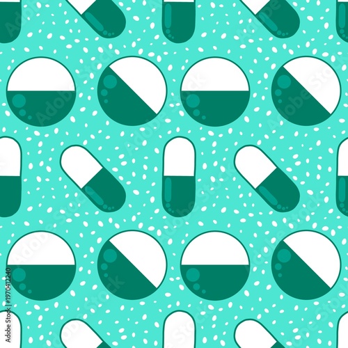 Medicine seamless pills pattern for wrapping paper and doctor clothes and packaging and medical accessories