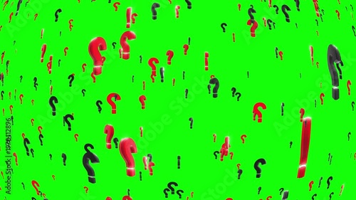 3D Question Mark Animation Spinning Upward on Green Screen Chroma Key Abstract Loop 4K