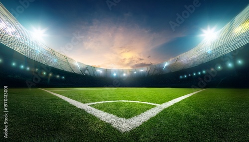 soccer field lines background soccer pitch green grass football stadium ground view grass macro in sports arena with lights goal background