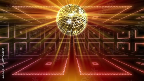 Mirror Ball Disco Lights Glitter Background Club Dance Party Shiny Reflection Loop 4K