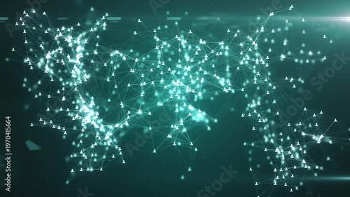Global Social Network Connection Nodes Forming World Map Internet Communication Concept Loop 4K