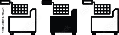 Three vending machines in black and white a minimalist illustration of automated retail