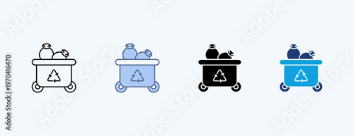 Waste Container Multiple Icon Illustration Vector