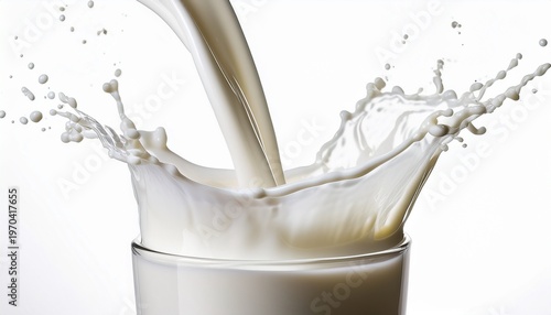 milk splashing out of glass isolated on white