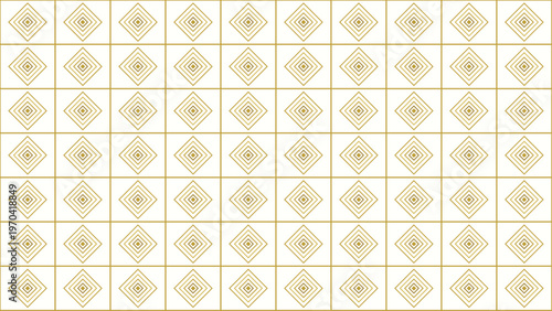Seamless geometric pattern, an elegant design with golden diamond shapes on a crisp off-white background. This luxurious and modern decorative texture is perfect for sophisticated