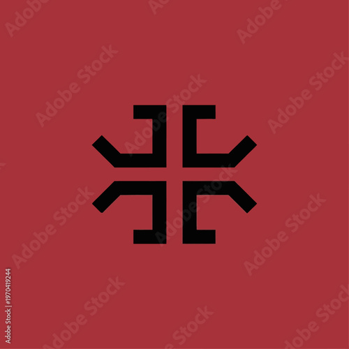 Abstract Geometric Symbol Cross Shape Design.