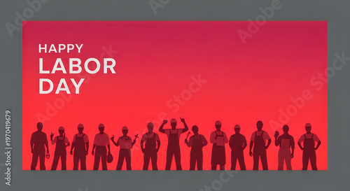 Happy labor day celebration with workers