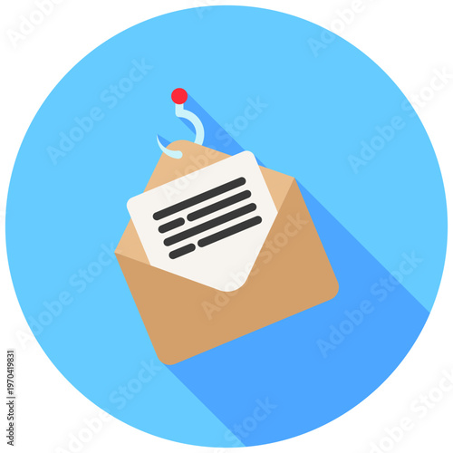 Phishing Rounded Flat Color Icon, Mini Illustration For Modern Concept, Ui, Ux Web And App Development. Related To Cyber Security, Data Protection.