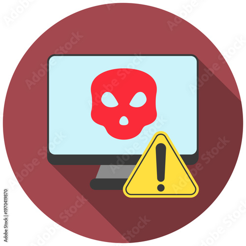 Ransomware Rounded Flat Color Icon, Mini Illustration For Modern Concept, Ui, Ux Web And App Development. Related To Cyber Security, Data Protection.