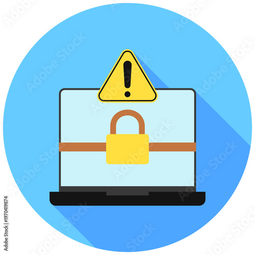 Ransomware Rounded Flat Color Icon, Mini Illustration For Modern Concept, Ui, Ux Web And App Development. Related To Cyber Security, Data Protection.
