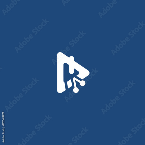 Abstract Play Button Icon with Circuit Board Elements.