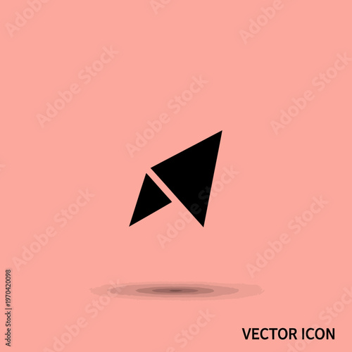 Black Paper Airplane Icon on a Pink Background.