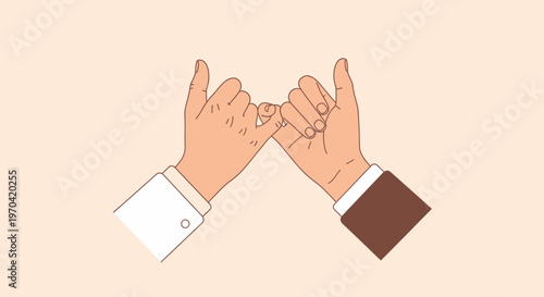Close up of two hands making pinky promise gesture representing trust and friendship bond