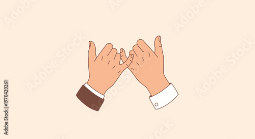 Pinky promise hands gesture with two people making agreement or reconciliation sign