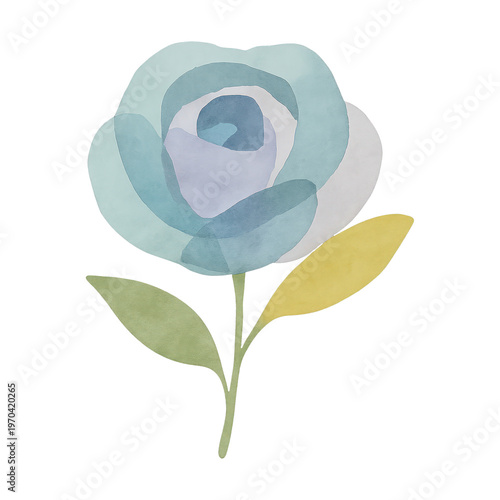 PNG Watercolor blue flower illustration