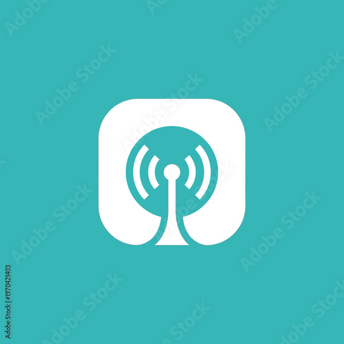Abstract Signal Tower Icon with Waves.