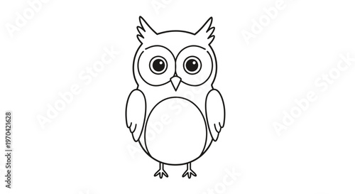 Cute Cartoon Owl Outline Vector Illustration for Coloring Page and Kids Activity