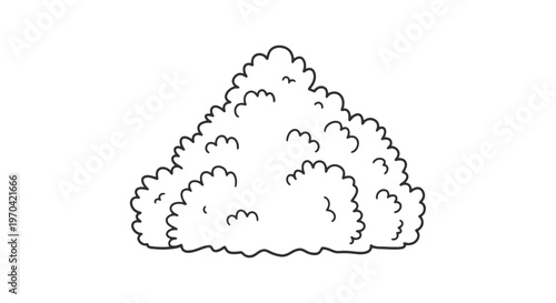 Vector line art drawing of a garden bush or shrub plant isolated on white background