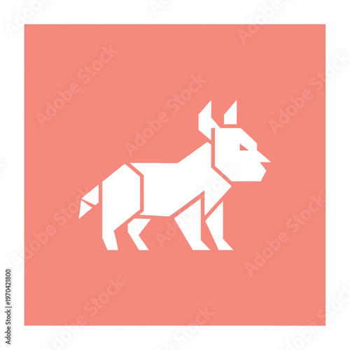 Origami Dog Illustration Minimalist Geometric Style.