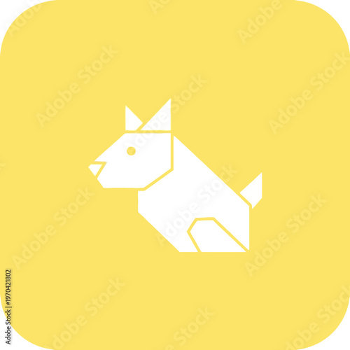 Origami Dog Icon Minimalist Geometric Design.