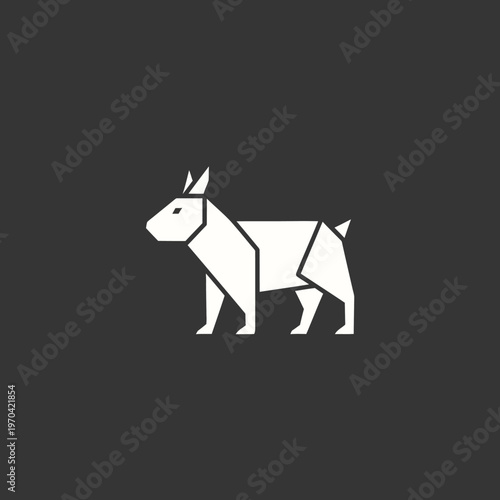 Origami Goat Icon Geometric Minimalist Design.