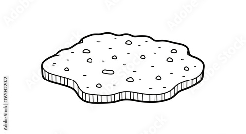 Vector Line Art Illustration of a Flatbread or Cracker Biscuit Isolated on a White Background for Coloring Book