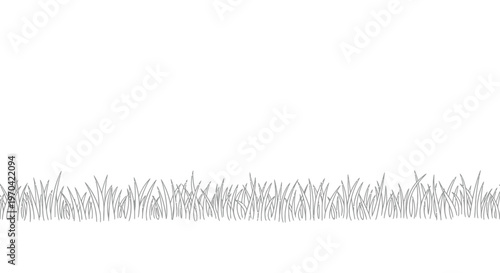 Minimalist Grass Outline Border Seamless Vector Illustration, Meadow or Lawn Line Art Element for Landscape Design and Eco Friendly Background