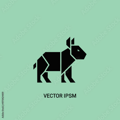 Geometric Black Dog Silhouette Icon Vector.