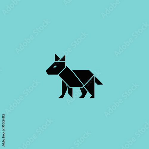 Origami Dog Silhouette Geometric Design.