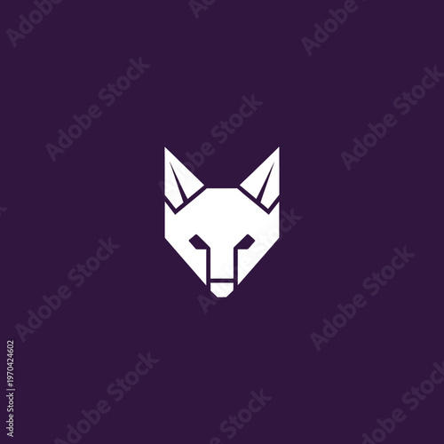 Geometric White Fox Head Logo Design.