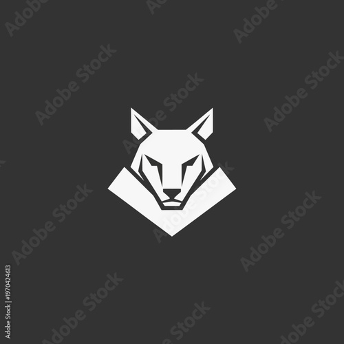 Geometric Wolf Head Logo Design White.
