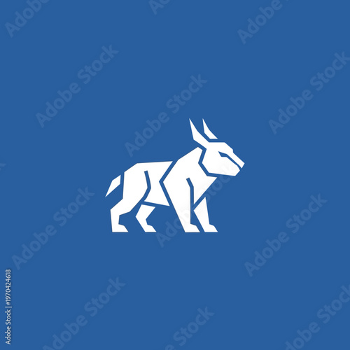 Geometric Origami Style White Goat Silhouette Logo.