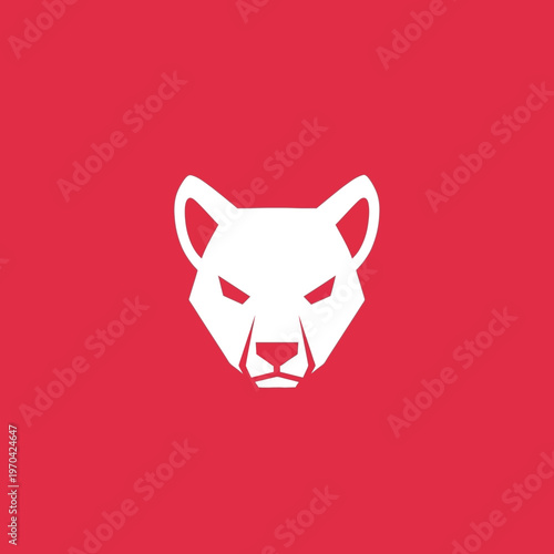 White Wolf Head Logo Design on Red Background.