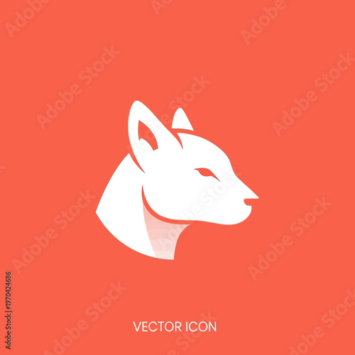 White Fox Head Vector Icon Minimalist Design.