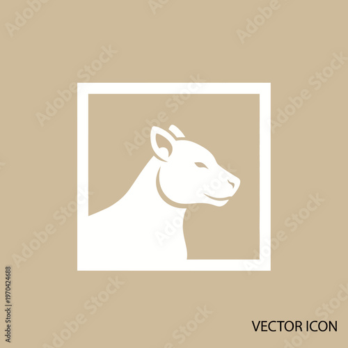 Minimalist White Horse Head Silhouette Inside Square Frame.