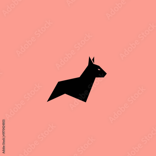 Minimalist Black Silhouette of a Stylized Animal.