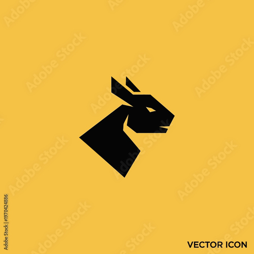 Stylized Black Horse Head Silhouette Vector Icon.