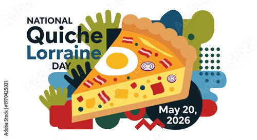 quiche lorraine slice with egg and bacon isolated on background