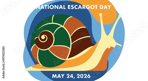 Colorful snail celebrating National Escargot Day isolated on background