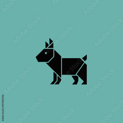 Origami Dog Silhouette Geometric Design.