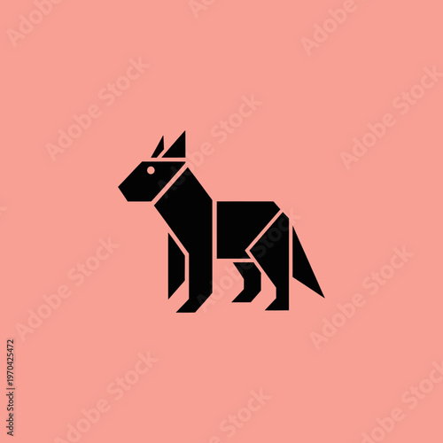 Origami Dog Silhouette Geometric Design.