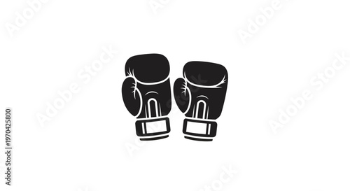 Pair of Black Boxing Gloves Icon Vector Illustration.