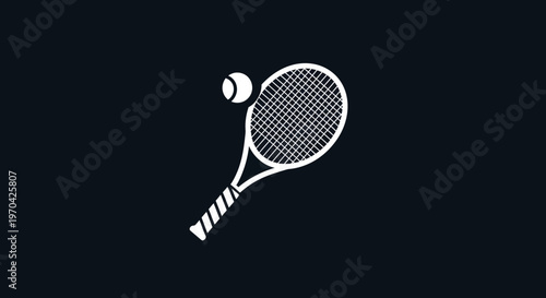 Tennis Racket and Ball Icon Graphic Design.