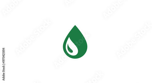 Green Water Drop Icon Symbolizing Purity and Nature.