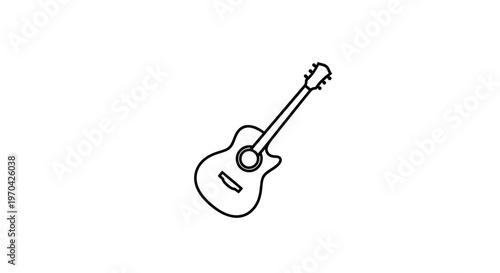 Simple Outline Drawing of an Acoustic Guitar.