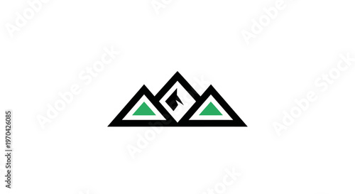 Geometric Mountain Peaks Logo Design.