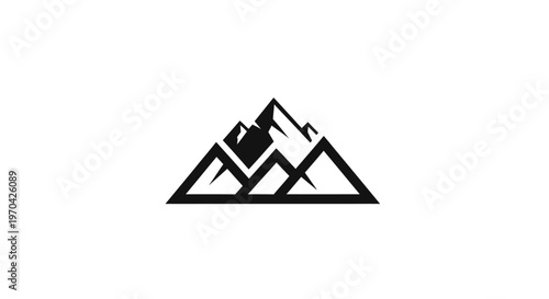 Stylized Mountain Peak Logo Design.